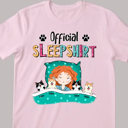 Official Sleep Shirt, Girl And Her Cats & Dogs, Personalized Dog & Cat Lovers T-shirt
