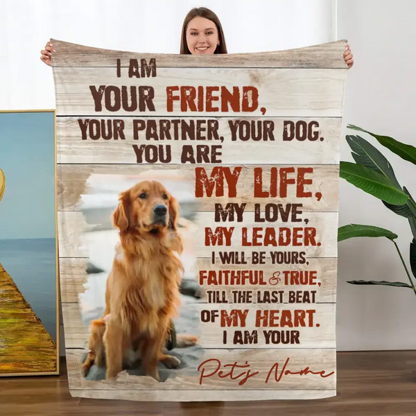 Custom Dog Portrait Blanket, I Am Your Dog Personalized Photo Pet Gifts For Pet Owners
