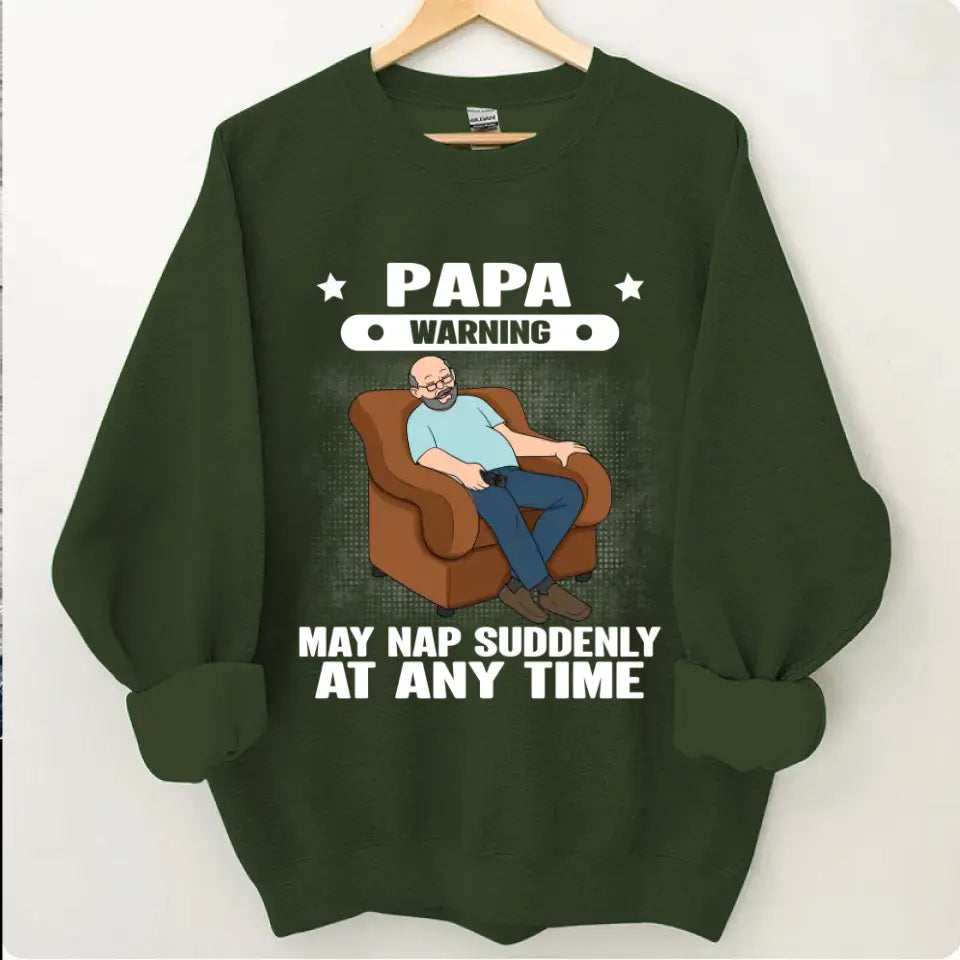Grandpa Warning May Nap Suddenly At Any Time Funny Father‘s Day Gift Personalized Shirt