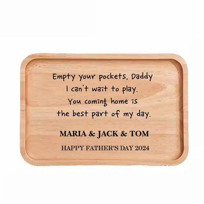 Empty your Pockets Daddy Custom Engraved Christmas or Father's Day Gift for Dad | Custom Leather Catchall Personalized Valet Tray for Men