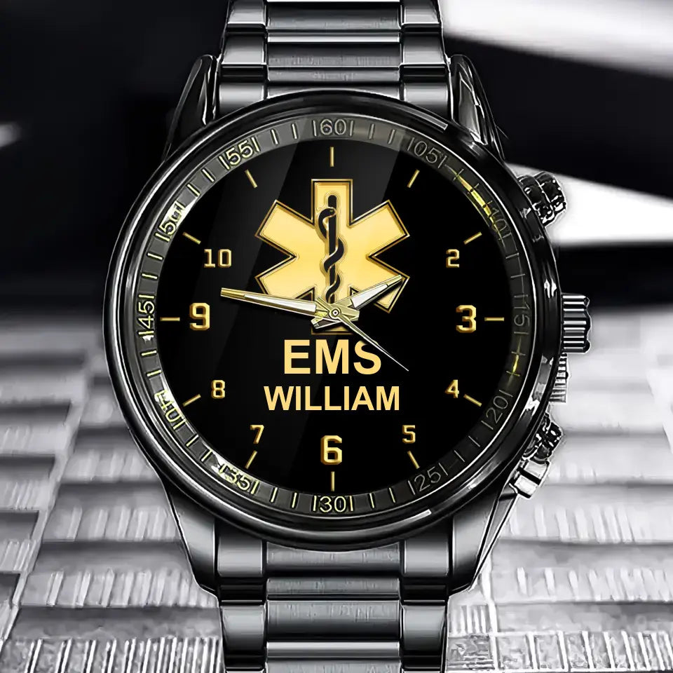 Personalized EMS Medical Logo Custom Name Watch