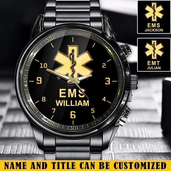 Personalized EMS Medical Logo Custom Name Watch