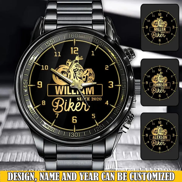 Personalized Biker with Name Gift For Him Watch