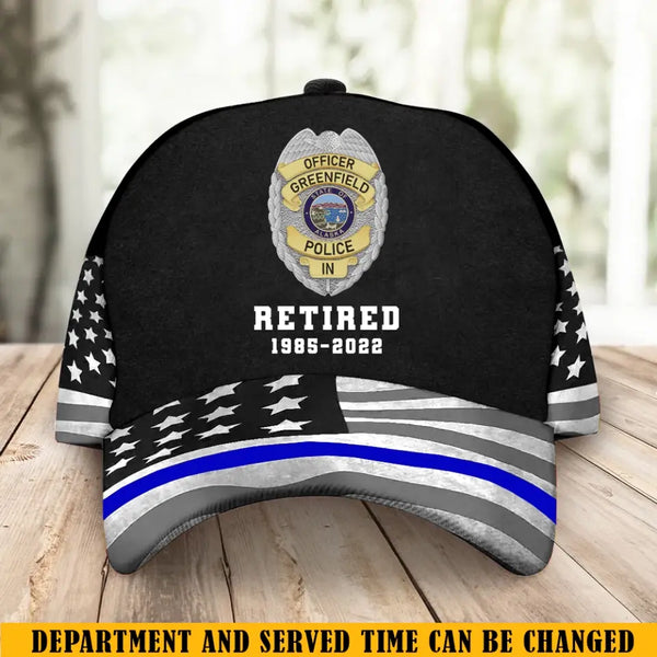 Custom US Police Flag Cap - Personalized Retired Police Badge Hat