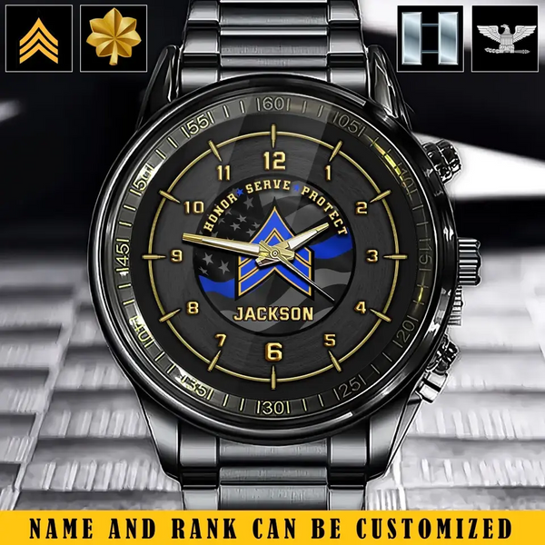 Personalized Camo US Police Watch with Custom Rank & Name