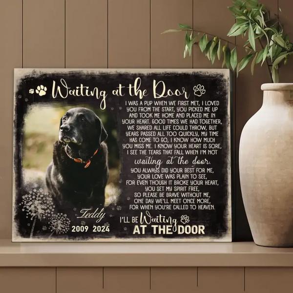 Sympathy Gifts For Loss Of Dog, Black Lab Gifts, Waiting At The Door Canvas