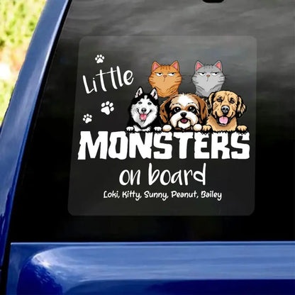 Little Monsters On Board Dog Cat Lover Personalized Car Decal
