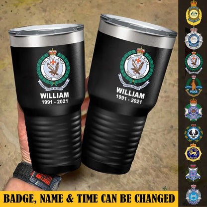 Personalized Austrlian Police Logo Custom Name & Served Time Tumbler