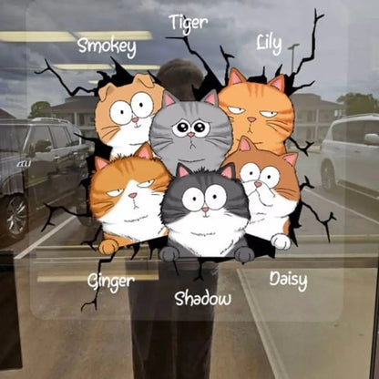 Funny Cat Decor On Car Fridge Window Personalized Decal
