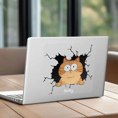 Funny Cat Decor On Car Fridge Window Personalized Decal