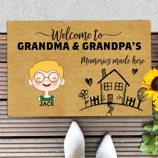 Memories Made Here Grandpa Grandma House Personalized Doormat