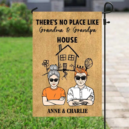 No Place Like Grandpa Grandma Personalized Garden Flag