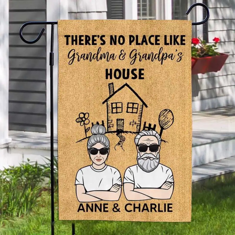 No Place Like Grandpa Grandma Personalized Garden Flag