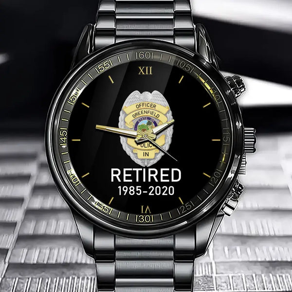 Personalized Police Badge Watch with Service Years
