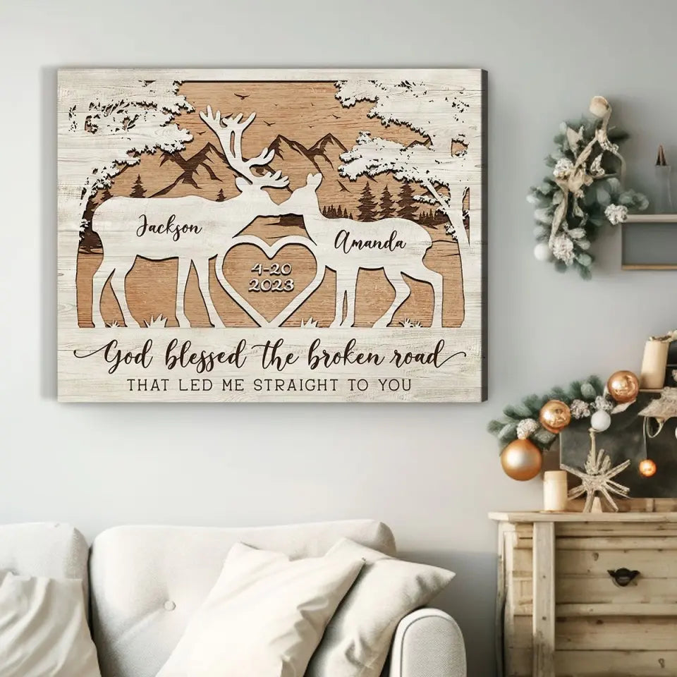 Custom Gift For Newlyweds Anniversary Gift For Couple Canvas Print