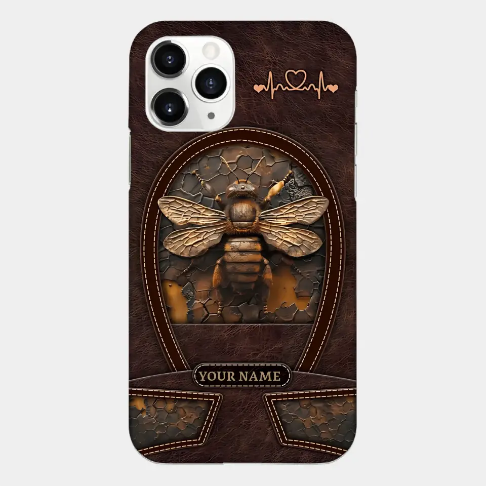 Bee Custom Leather Pattern Printed Phone Case Personalized Design