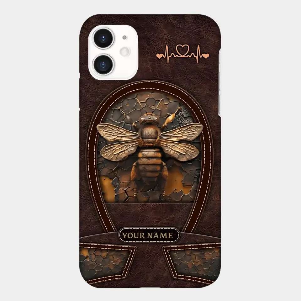 Bee Custom Leather Pattern Printed Phone Case Personalized Design