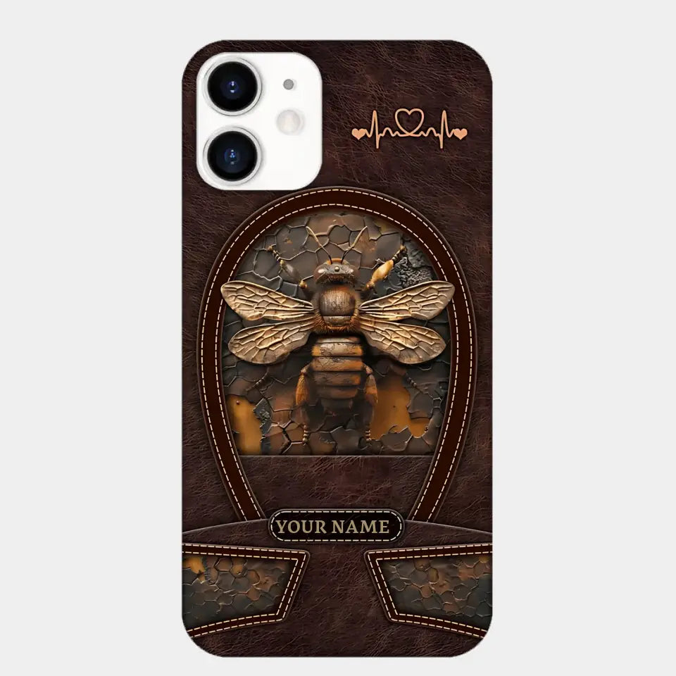 Bee Custom Leather Pattern Printed Phone Case Personalized Design