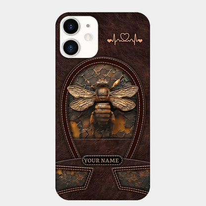 Bee Custom Leather Pattern Printed Phone Case Personalized Design