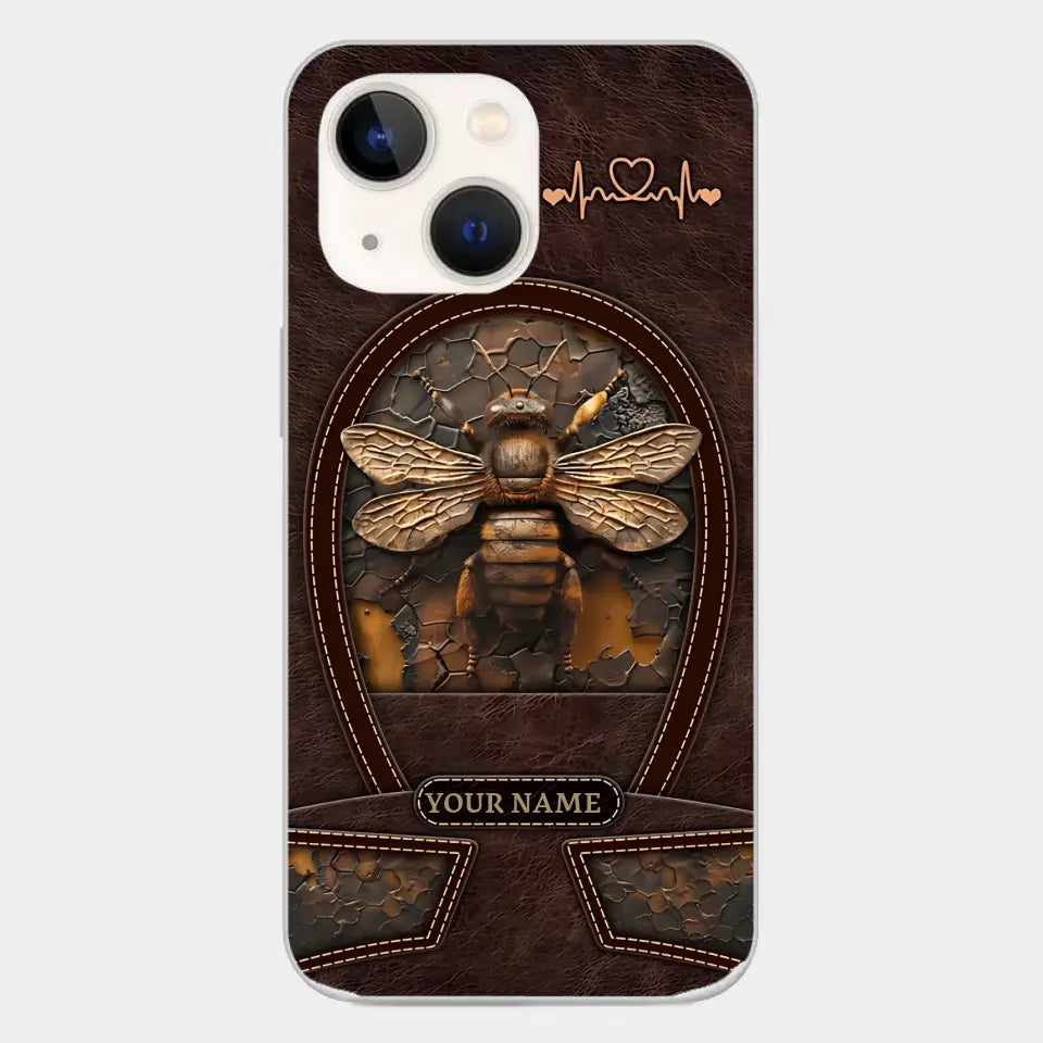 Bee Custom Leather Pattern Printed Phone Case Personalized Design