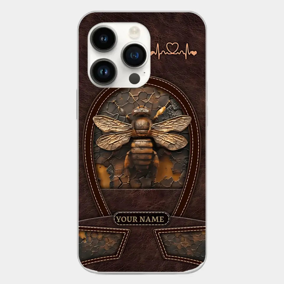 Bee Custom Leather Pattern Printed Phone Case Personalized Design