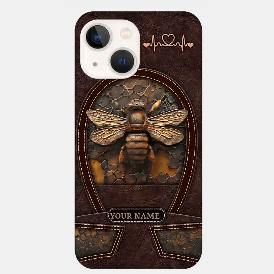 Bee Custom Leather Pattern Printed Phone Case Personalized Design