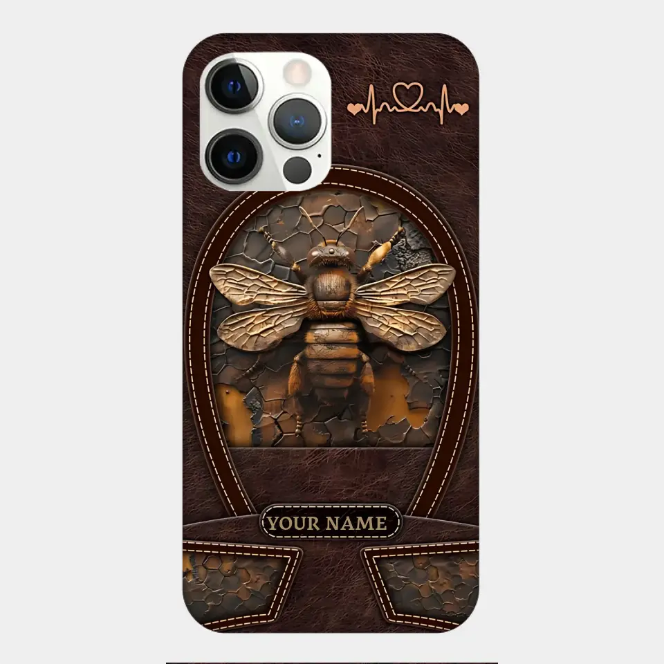 Bee Custom Leather Pattern Printed Phone Case Personalized Design