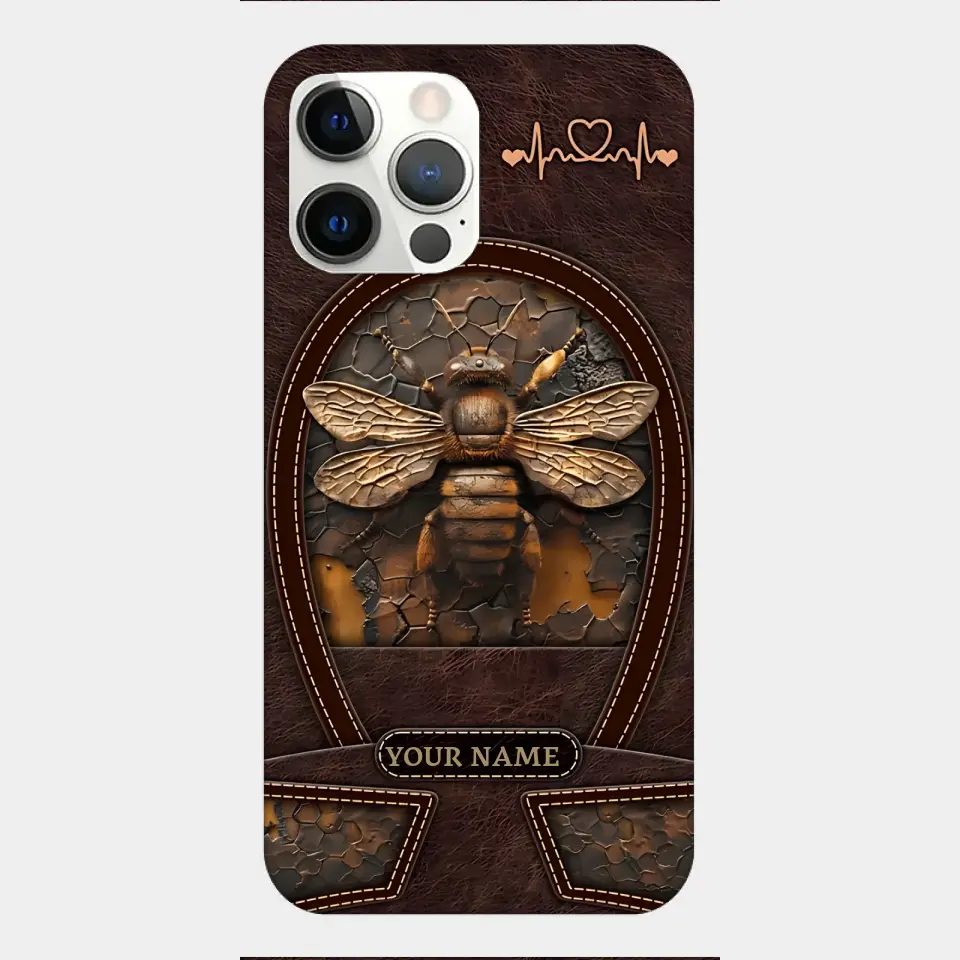 Bee Custom Leather Pattern Printed Phone Case Personalized Design