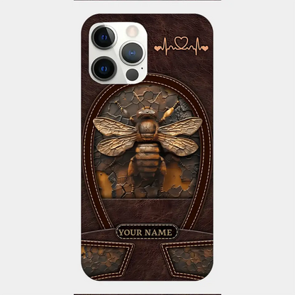 Bee Custom Leather Pattern Printed Phone Case Personalized Design