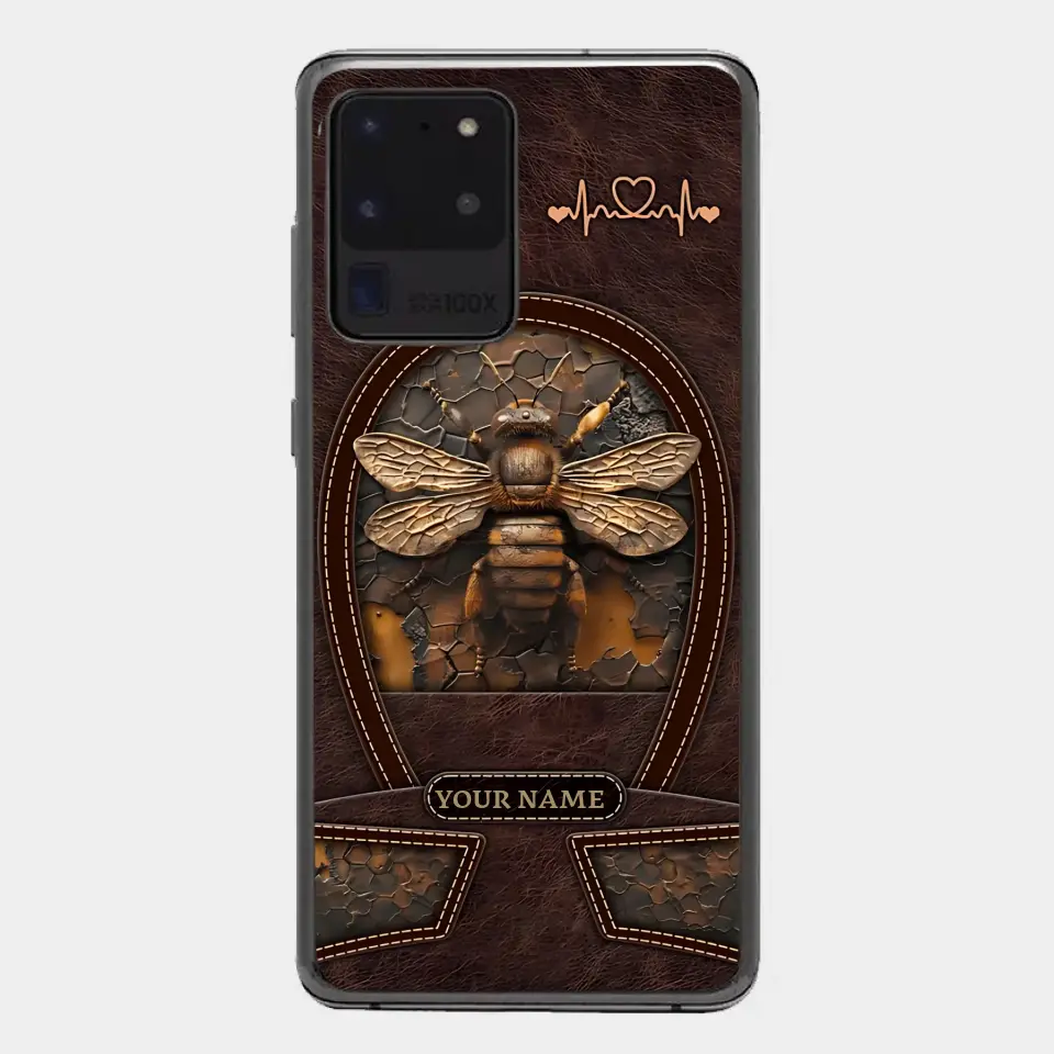 Bee Custom Leather Pattern Printed Phone Case Personalized Design