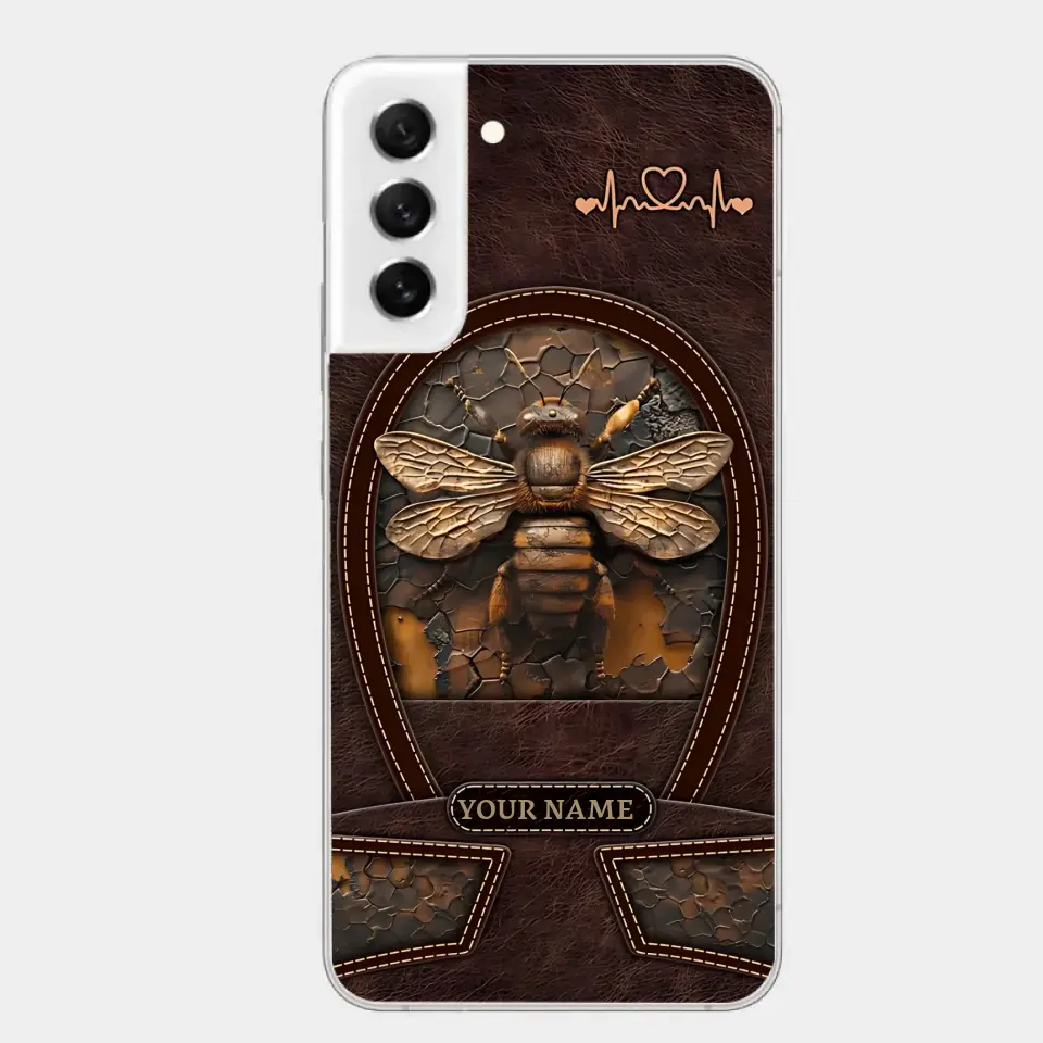 Bee Custom Leather Pattern Printed Phone Case Personalized Design