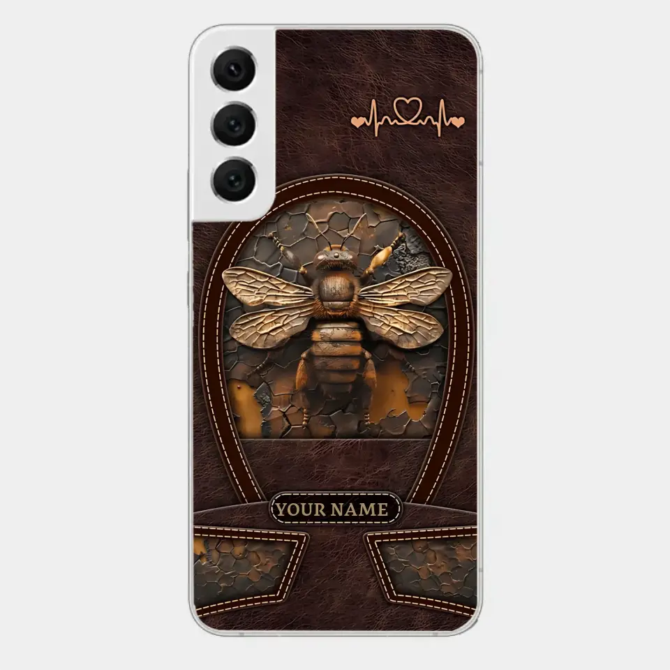 Bee Custom Leather Pattern Printed Phone Case Personalized Design