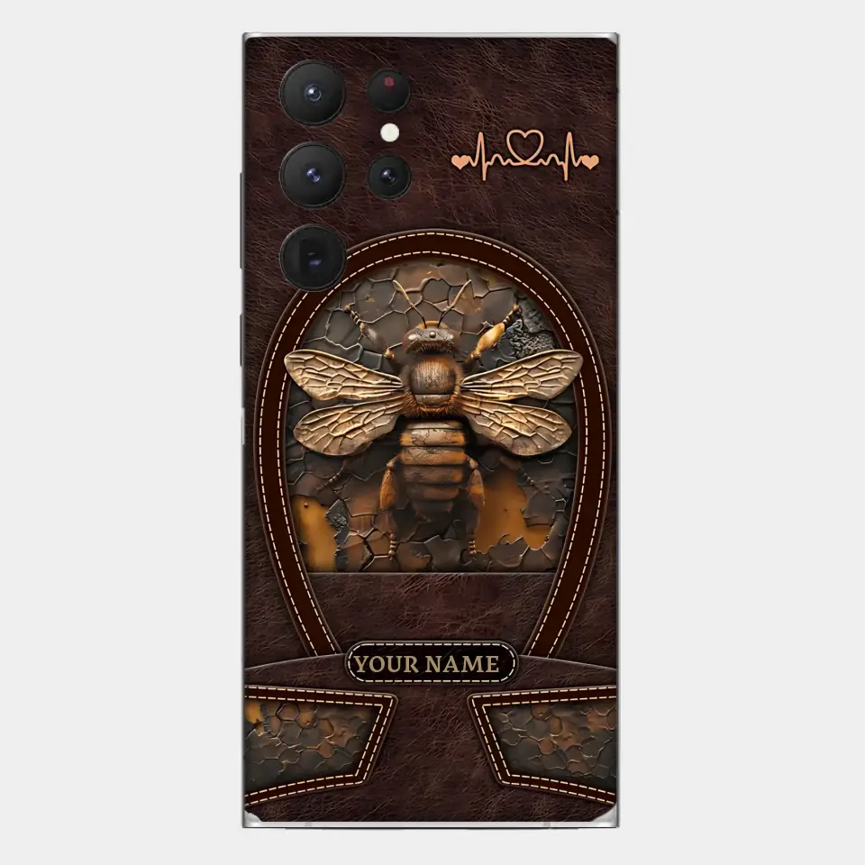 Bee Custom Leather Pattern Printed Phone Case Personalized Design