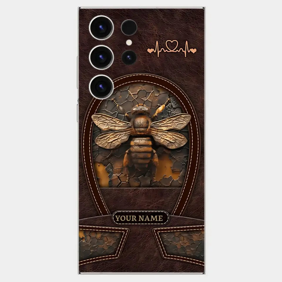 Bee Custom Leather Pattern Printed Phone Case Personalized Design