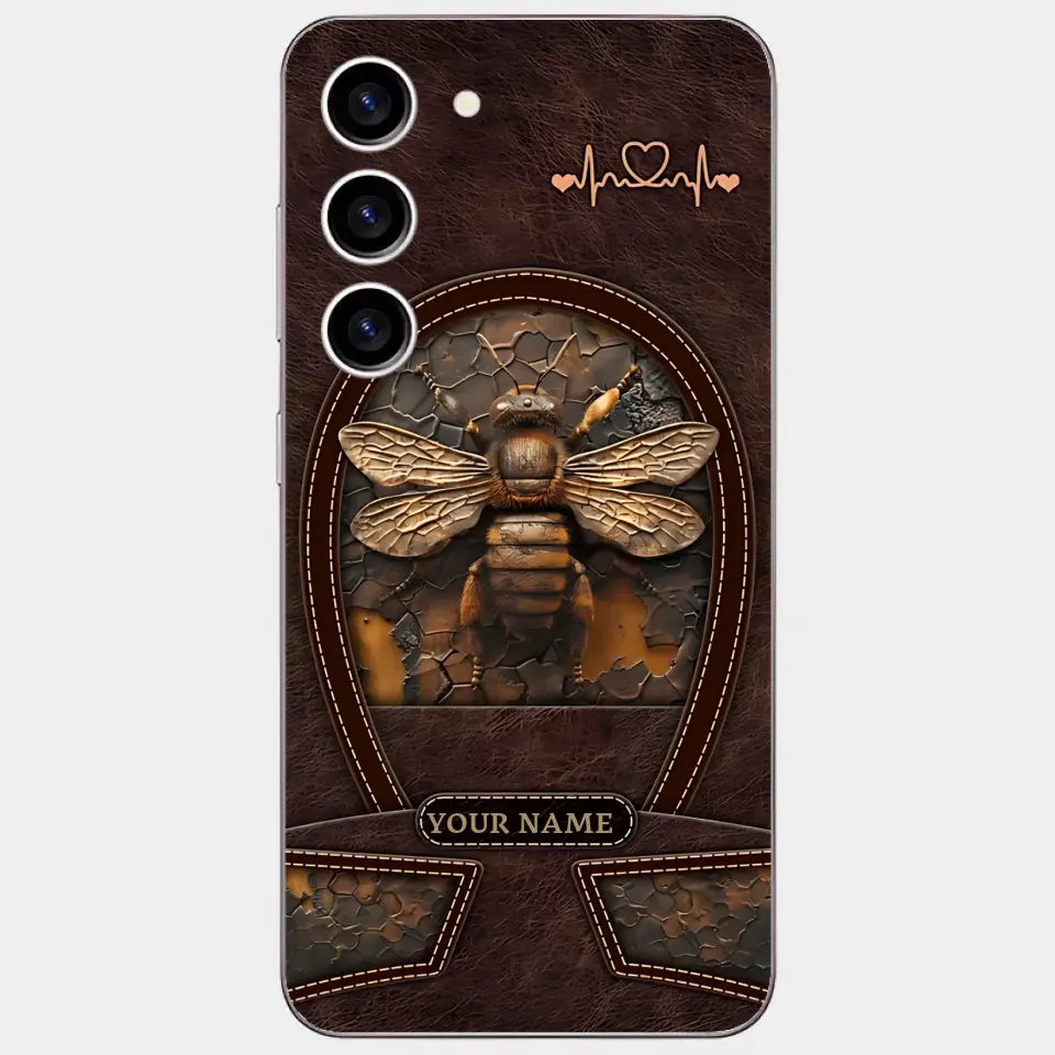 Bee Custom Leather Pattern Printed Phone Case Personalized Design
