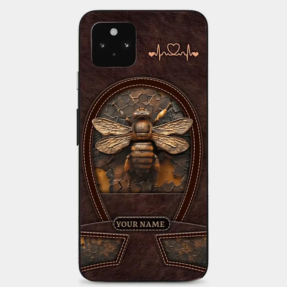 Bee Custom Leather Pattern Printed Phone Case Personalized Design