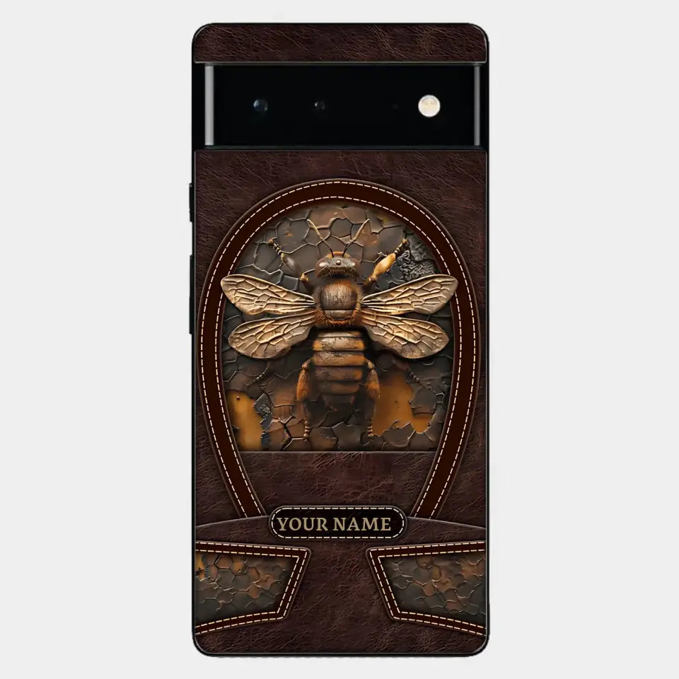 Bee Custom Leather Pattern Printed Phone Case Personalized Design
