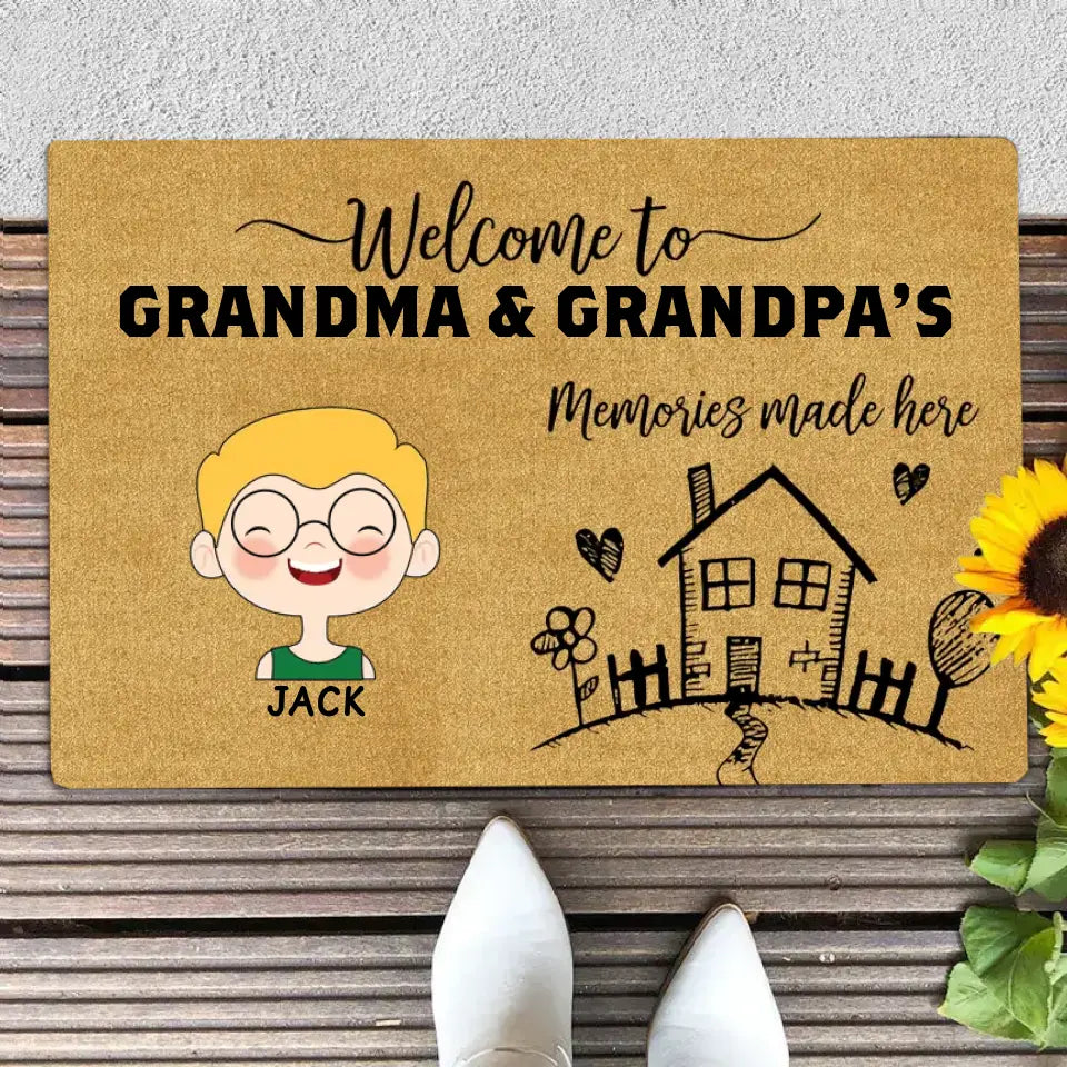 Memories Made Here Grandpa Grandma House Personalized Doormat