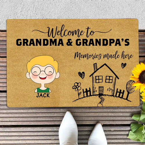 Memories Made Here Grandpa Grandma House Personalized Doormat
