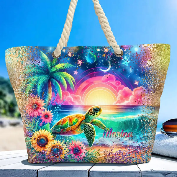 Island Paradise - Personalized Custom Tote Bag - Gift for Turtle Lover