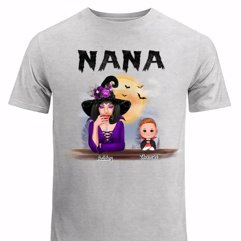 Grandma Mom Witch With GrandKids Halloween Personalized Shirt