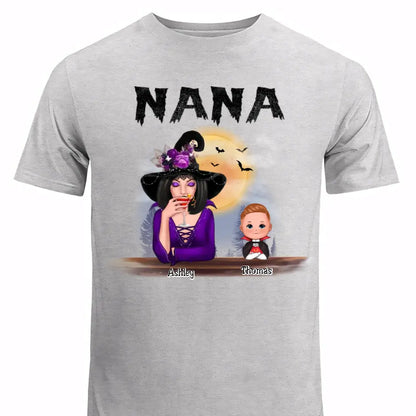 Grandma Mom Witch With GrandKids Halloween Personalized Shirt