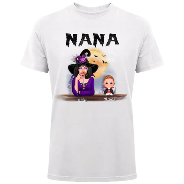 Grandma Mom Witch With GrandKids Halloween Personalized Shirt