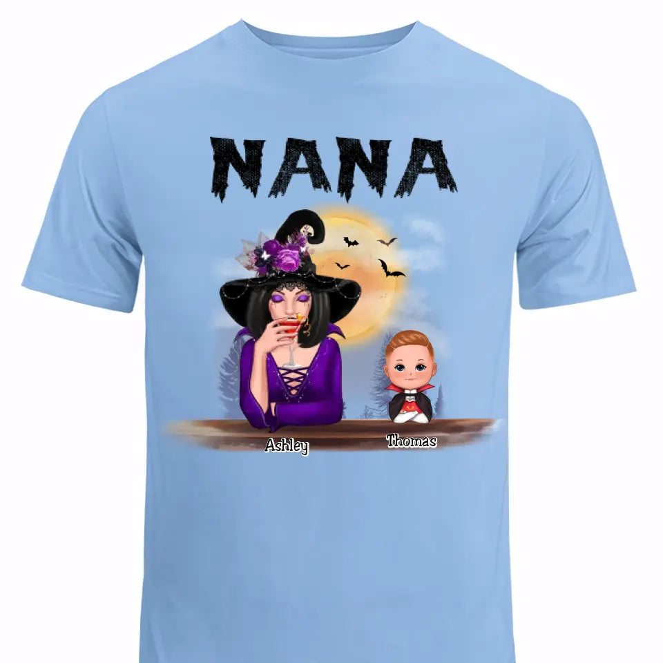 Grandma Mom Witch With GrandKids Halloween Personalized Shirt