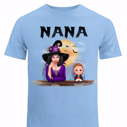 Grandma Mom Witch With GrandKids Halloween Personalized Shirt