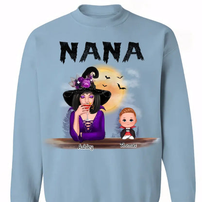 Grandma Mom Witch With GrandKids Halloween Personalized Shirt