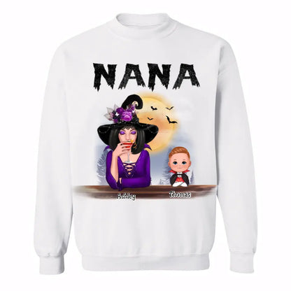Grandma Mom Witch With GrandKids Halloween Personalized Shirt