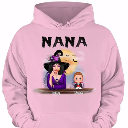 Grandma Mom Witch With GrandKids Halloween Personalized Shirt