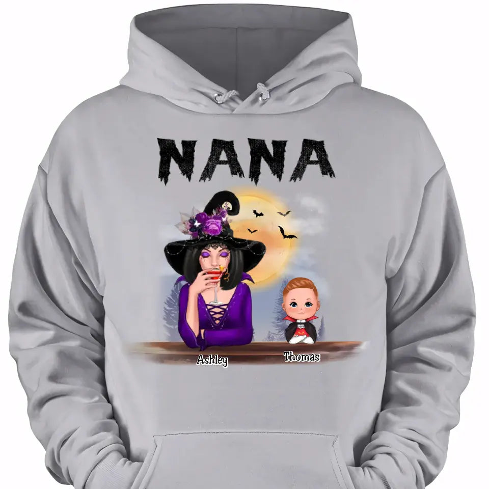 Grandma Mom Witch With GrandKids Halloween Personalized Shirt