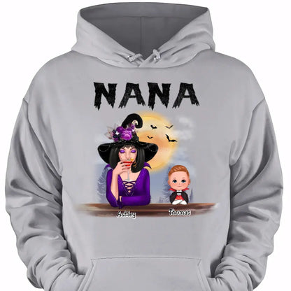 Grandma Mom Witch With GrandKids Halloween Personalized Shirt